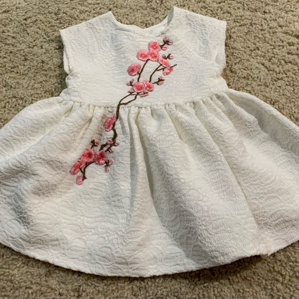 Pippa & Julie White Dress with Sakura Blossom Embroidery